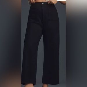Black Colette cropped wide leg ponte pants by maeve anthropologie